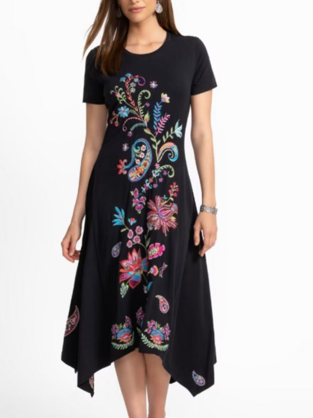 Johnny Was Karime Hankerchief Hem Knit Dress Sz M NWT